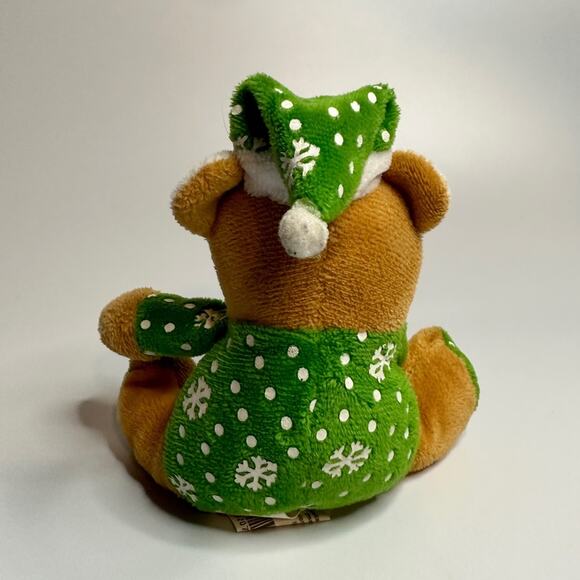 Christmas Bear Plush Green Stocking Hat Mini Stuffed Animal 5" - Picture 2 of 6
